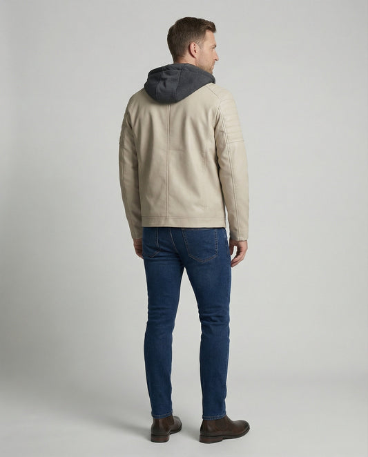 Giacca Uomo in Pelle con Cappuccio Integrato - Brentozzi