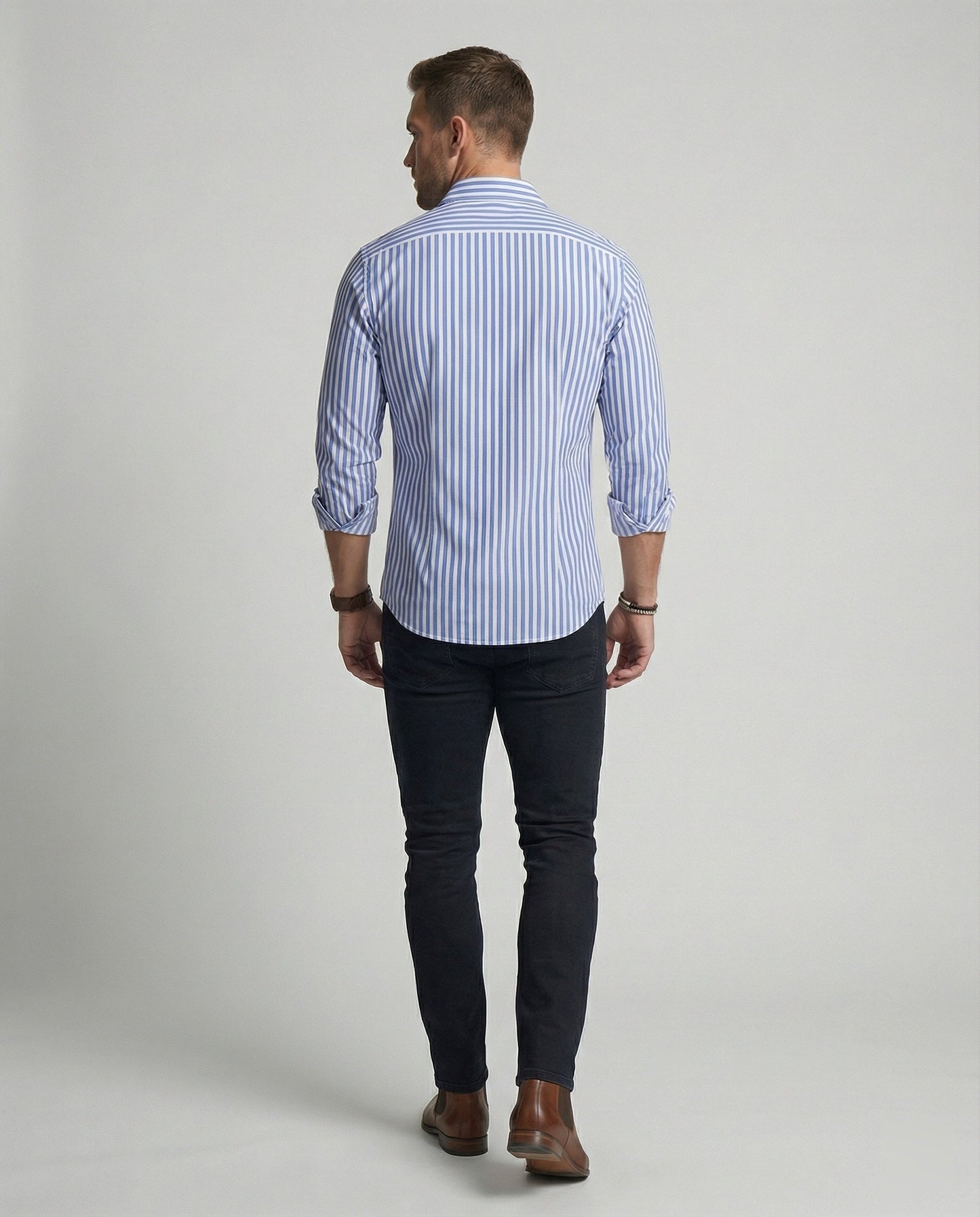 Camicia Uomo a Righe Colletto Kent Slim Fit