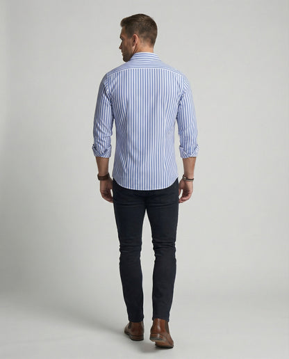 Camicia Uomo a Righe Colletto Kent Slim Fit