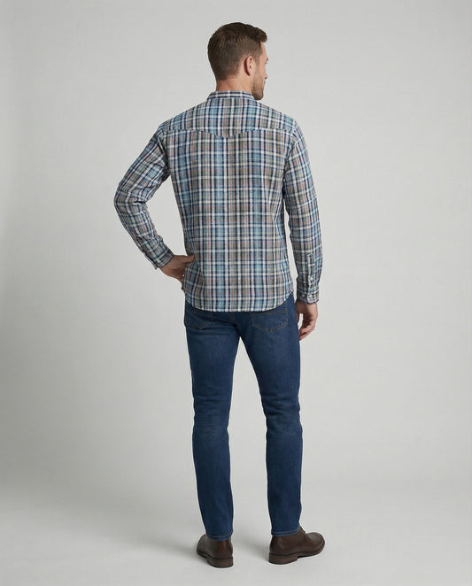 Camicia Uomo Manica Lunga Collo Coreano Quadri - Brentozzi