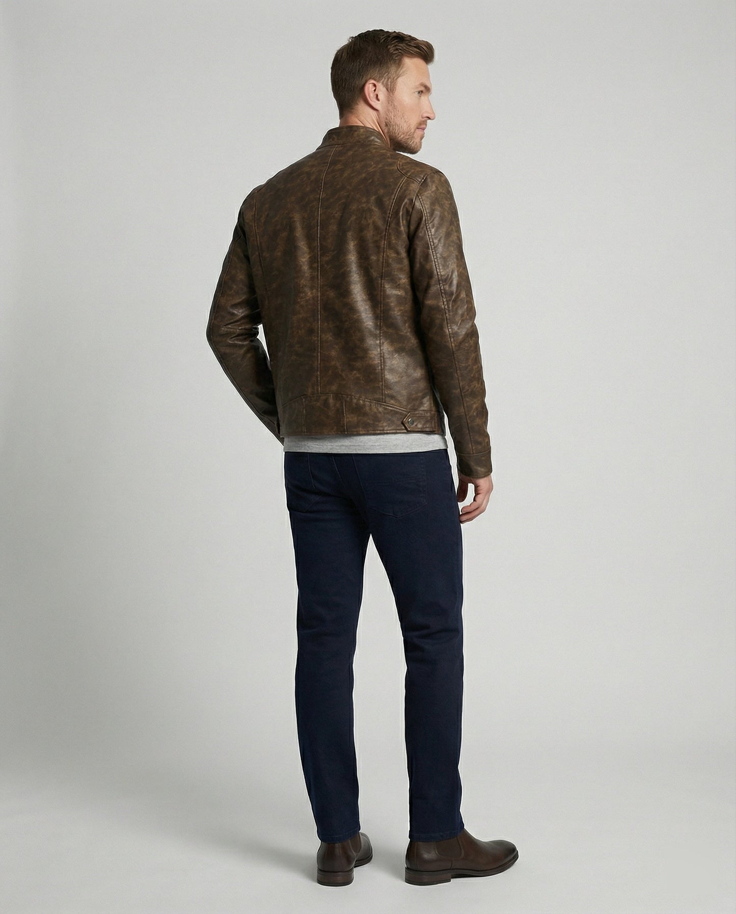 Giacca Vintage Uomo in Pelle Taglio Asimmetrico
