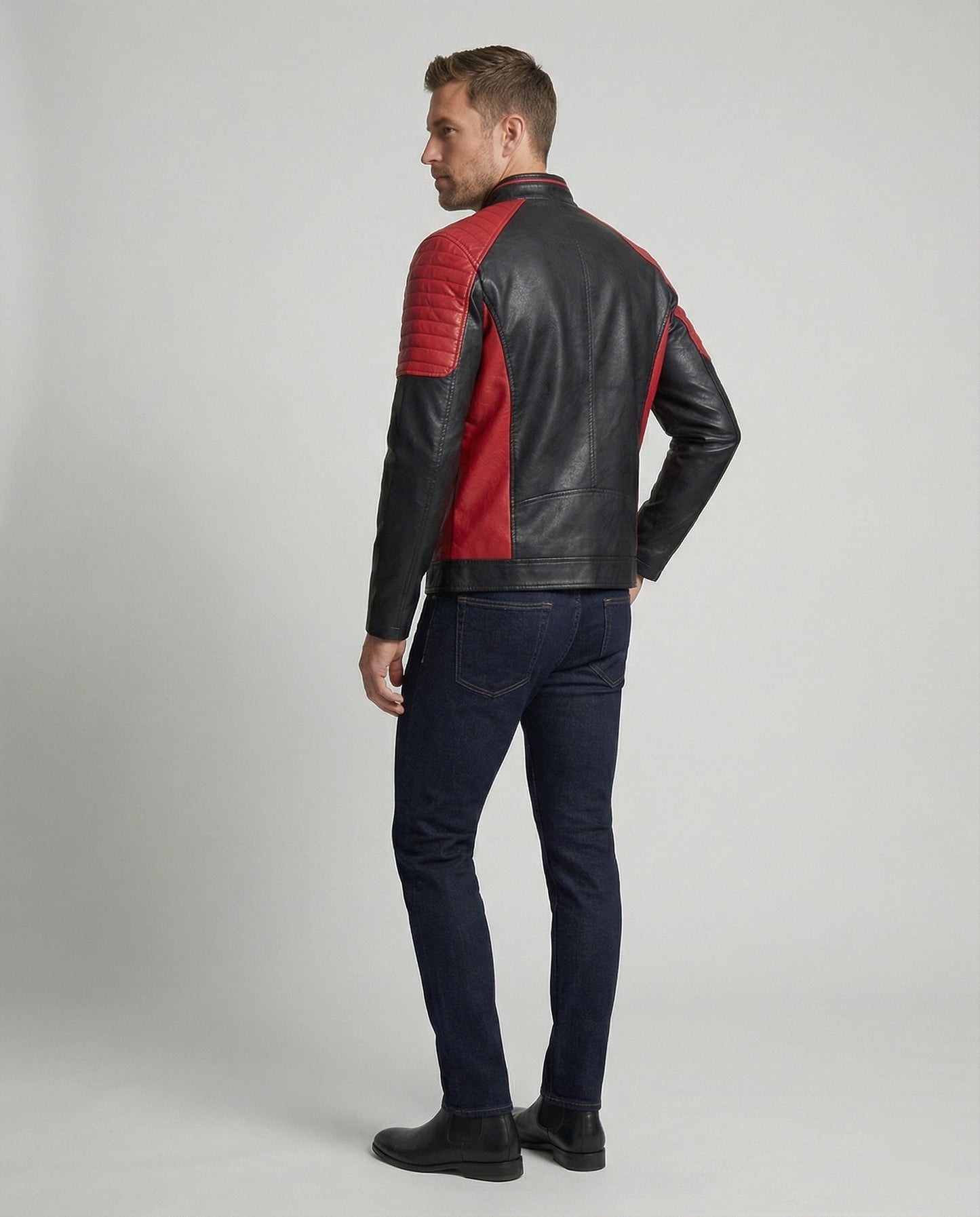 Giacca Biker Uomo Stile Motorsport Slim Fit