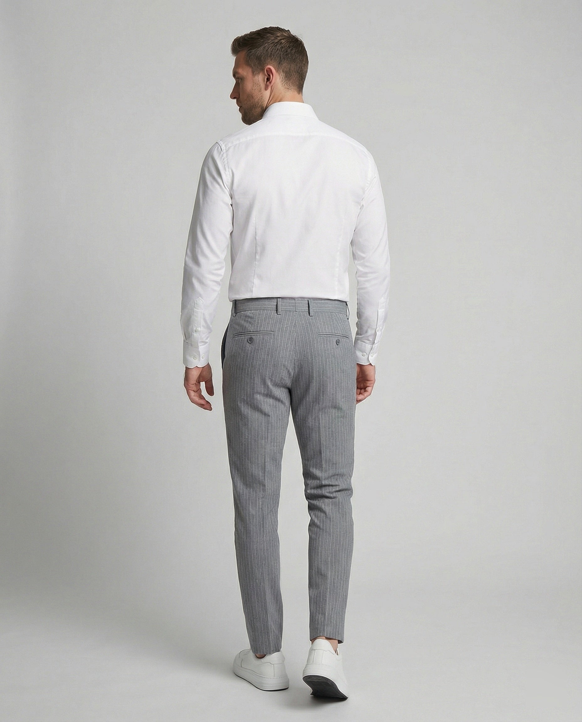 Pantaloni Uomo Eleganti Nadelstreifen con Stretch Slim Fit - Brentozzi