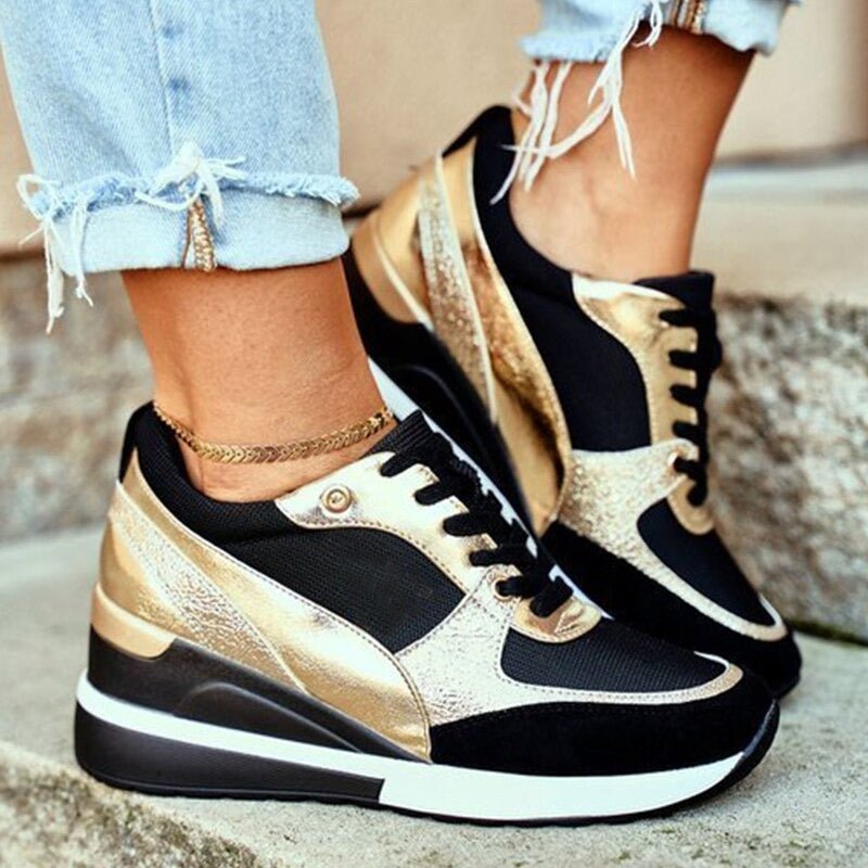 Sneaker Donna con Zeppa Stringate Stile Moda - Brentozzi