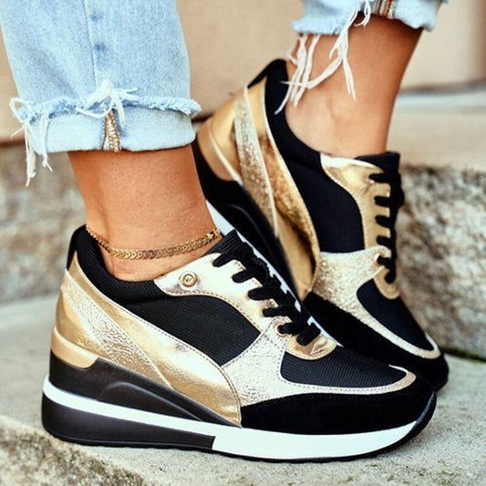 Sneaker Donna con Zeppa Stringate Stile Moda - Brentozzi