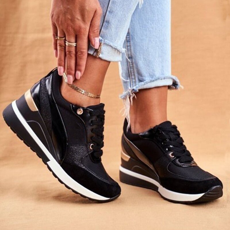 Sneaker Donna con Zeppa Stringate Stile Moda