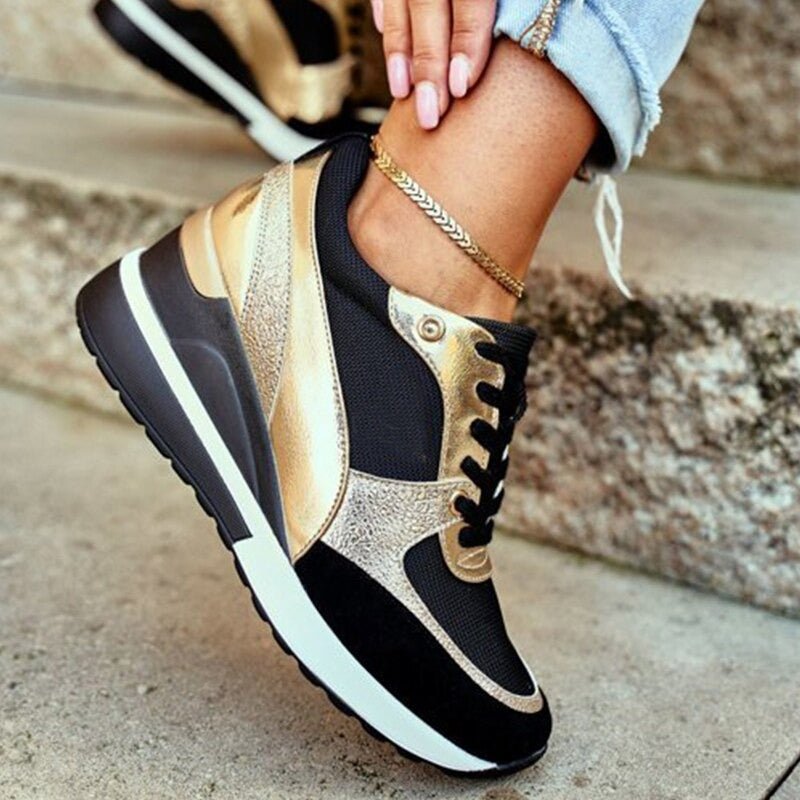 Sneaker Donna con Zeppa Stringate Stile Moda