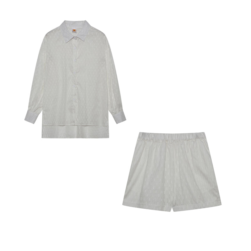 Completo Donna in Cotone Mix Blusa Oversize e Shorts