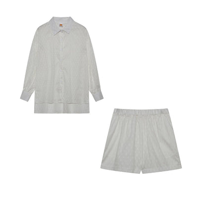 Completo Donna in Cotone Mix Blusa Oversize e Shorts