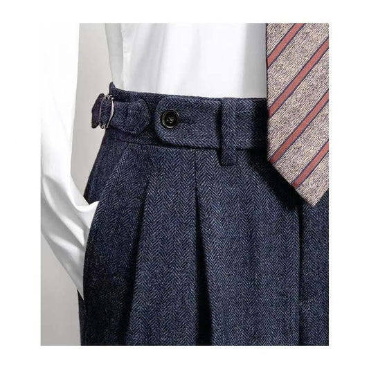 Pantaloni Uomo in Tweed Look Vintage Vestibilità Comoda - Brentozzi