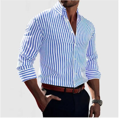 Camicia Uomo Manica Lunga Tessuto a Righe
