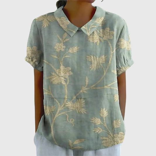 Blusa Donna con Colletto a Fiori Manica Corta - Brentozzi