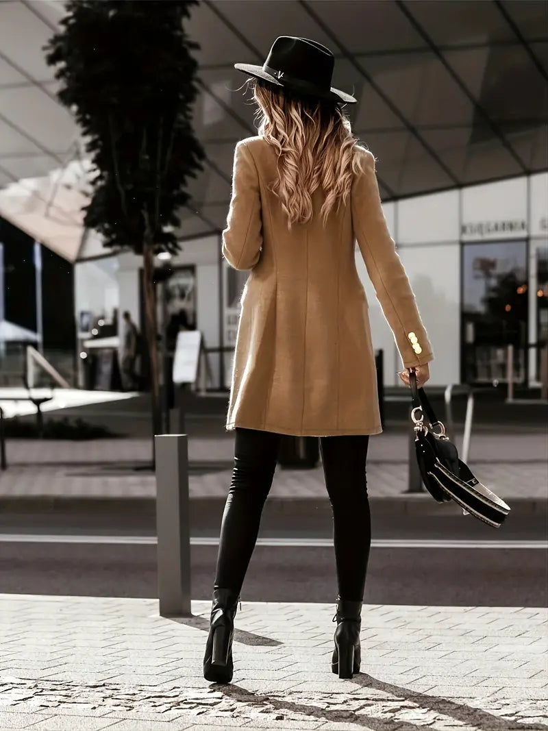 Cappotto Donna Classico Doppio Petto con Bottoni Metallizzati