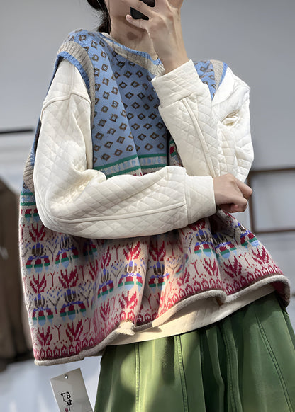 Gilet Donna in Lana con Stampa Caldo Moda a Strati