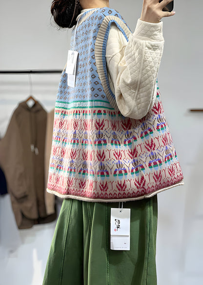 Gilet Donna in Lana con Stampa Caldo Moda a Strati