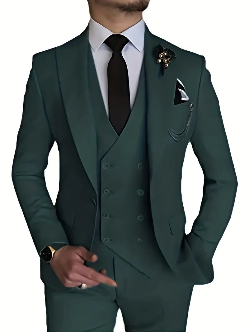 Completo Business Uomo Blazer Gilet e Pantaloni Taglio Classico