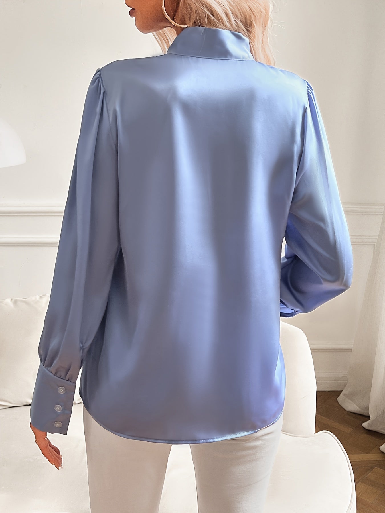 Blusa Donna Strutturata Collo con Fiocco