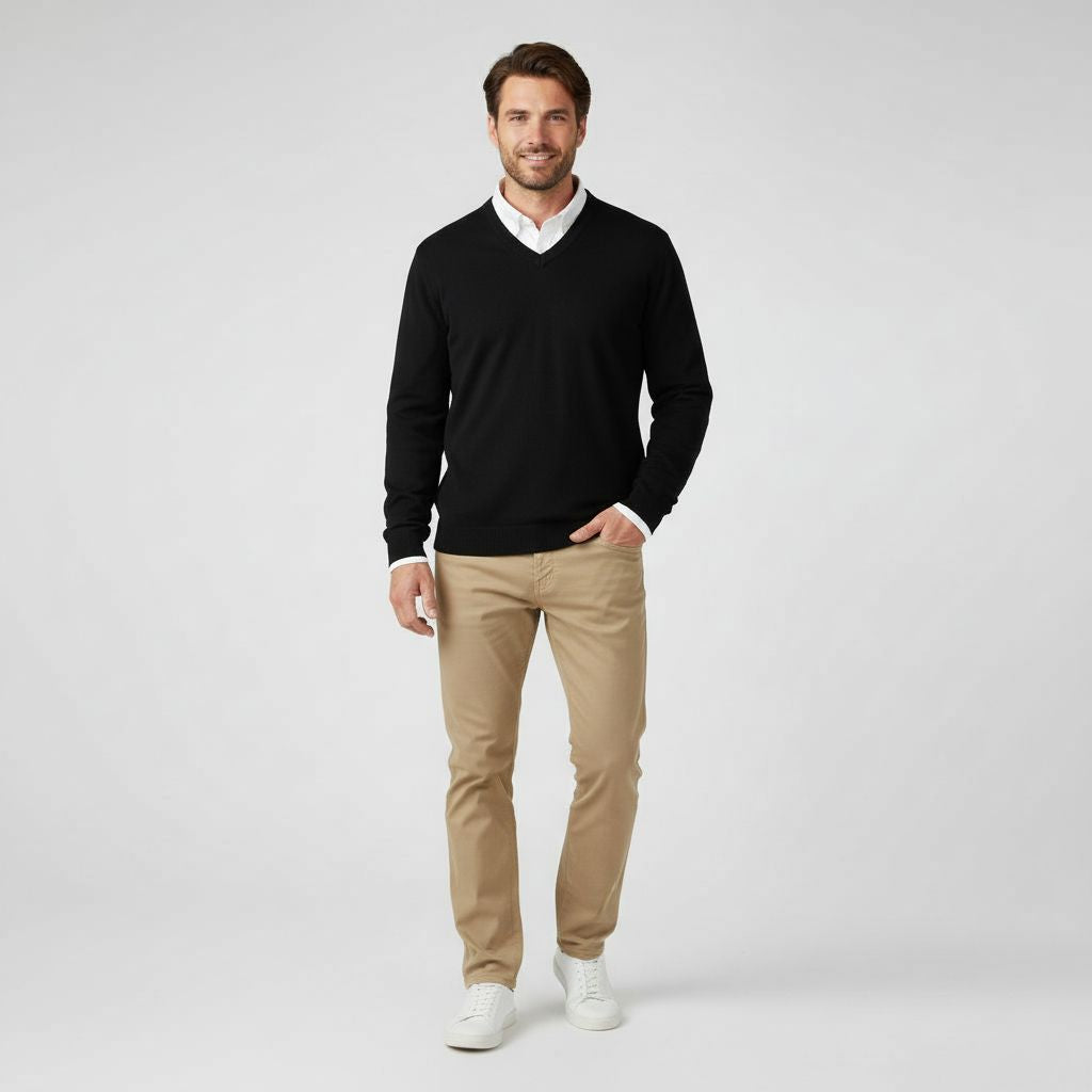 Maglione Uomo Scollo a V Linee Pulite Vestibilità Classica - Brentozzi