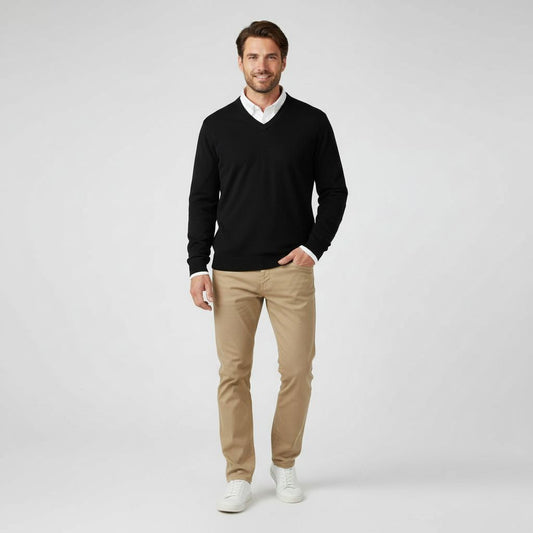 Maglione Uomo Scollo a V Linee Pulite Vestibilità Classica - Brentozzi