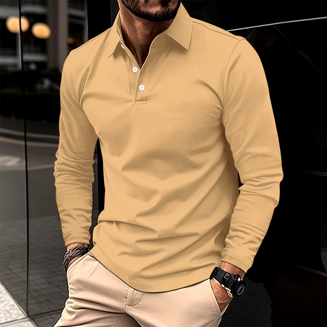 Polo Uomo Manica Lunga Cotone Casual e Business