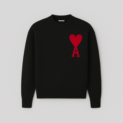 Maglione Oversize Donna con Motivo a Cuori Morbido