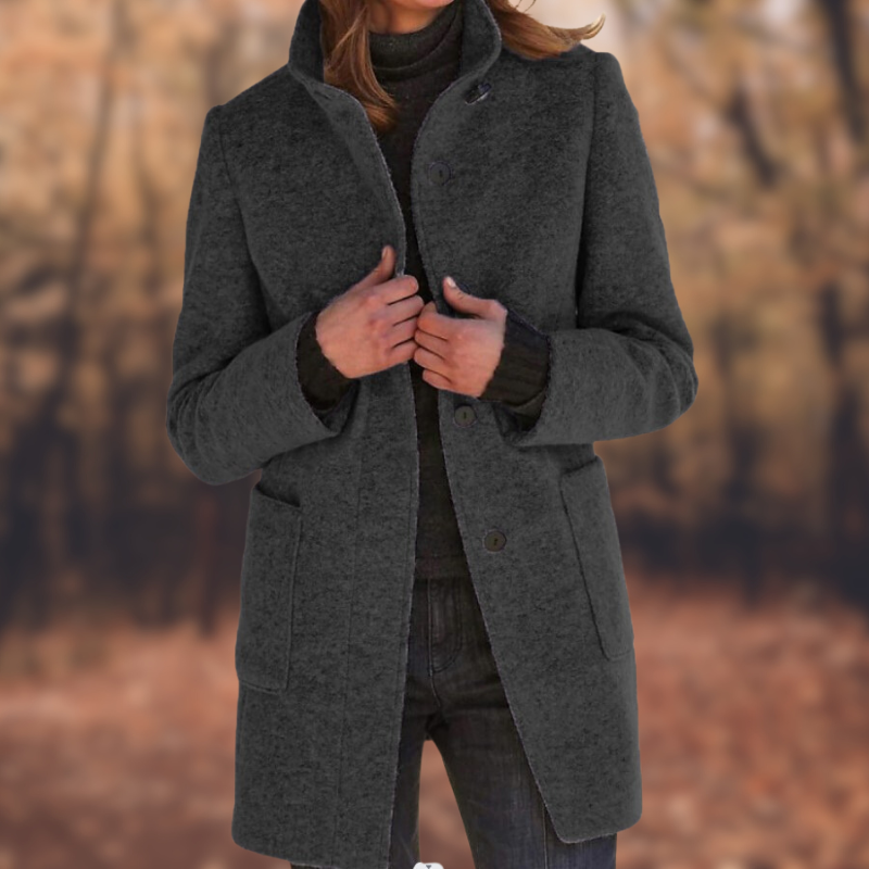 Cappotto Donna Invernale Chiusura con Bottoni Colletto Alto