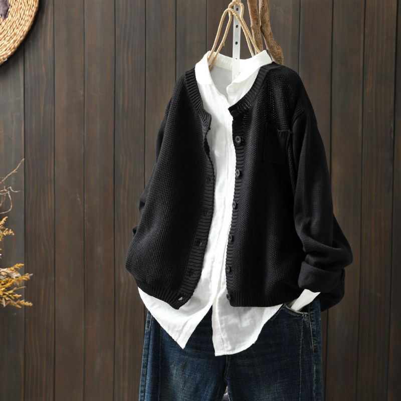 Cardigan Donna Maglia Costine Oversize