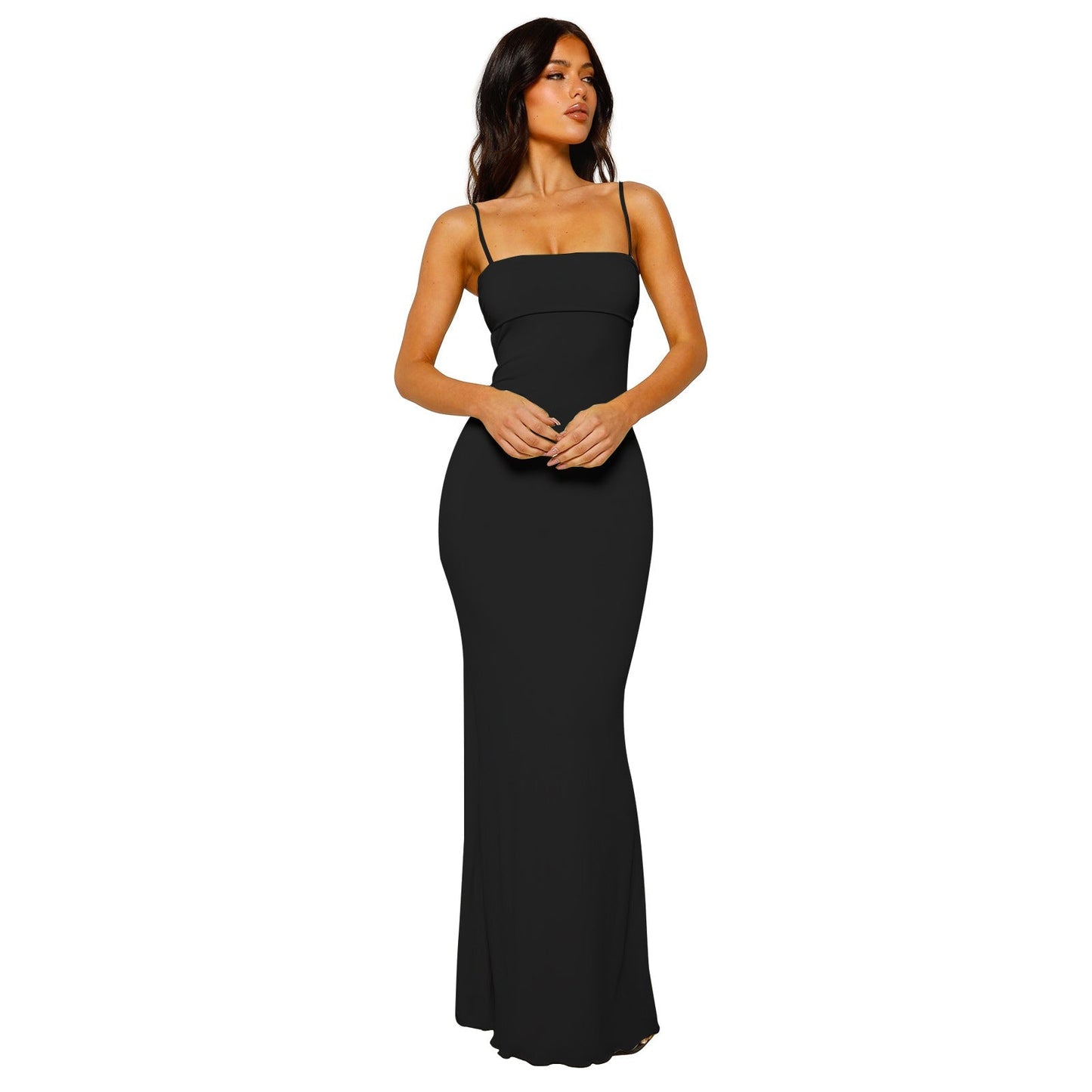 Abito Maxi Donna Scollo Quadrato Elegante