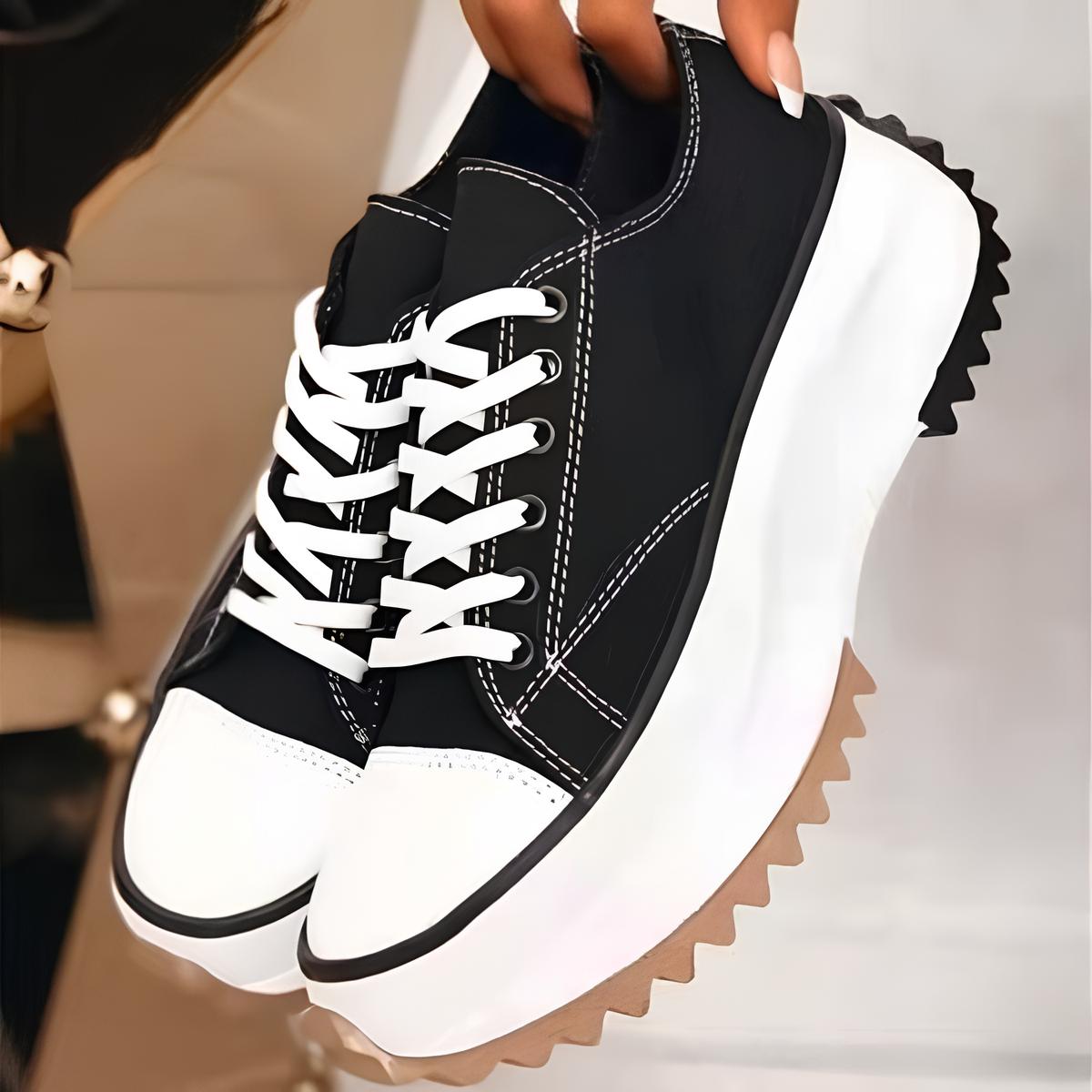 Sneakers Donna Platform Tela Suola Spessa Bassa