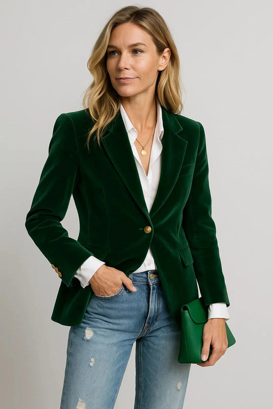 Blazer Donna in Velluto Slim con Chiusura a Bottone - Vesarelli