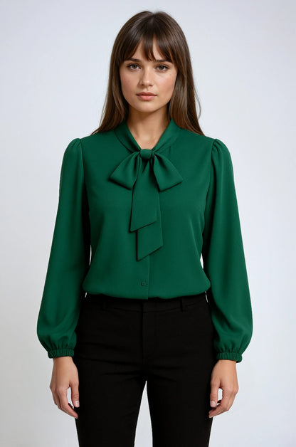 Blusa Donna Manica Lunga con Nodo Elegante - Vesarelli