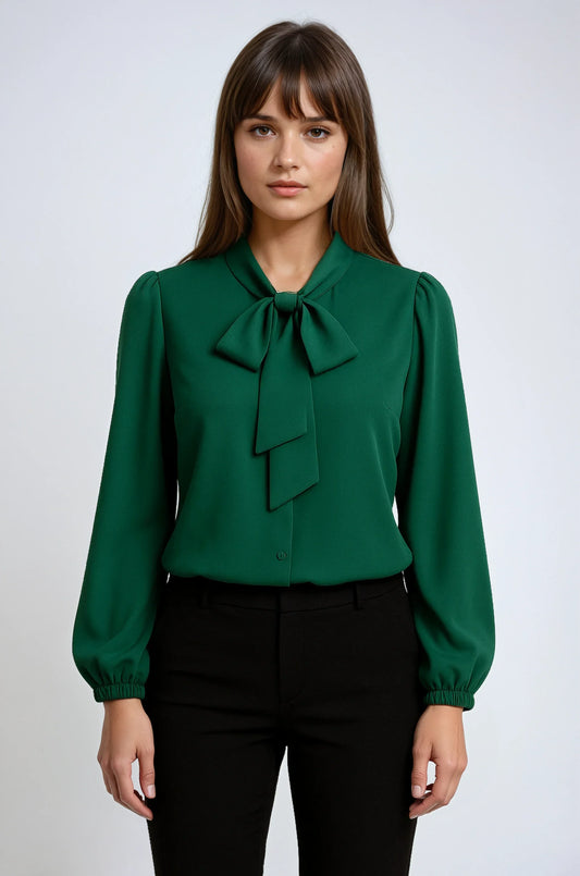 Blusa Donna Manica Lunga con Nodo Elegante - Vesarelli