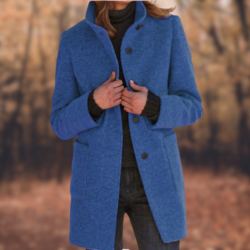 Cappotto Donna Invernale Chiusura con Bottoni Colletto Alto