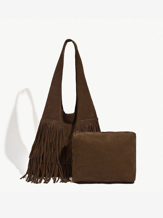 Borsa Hobo Donna in Pelle con Frange Stile Boho - Brentozzi