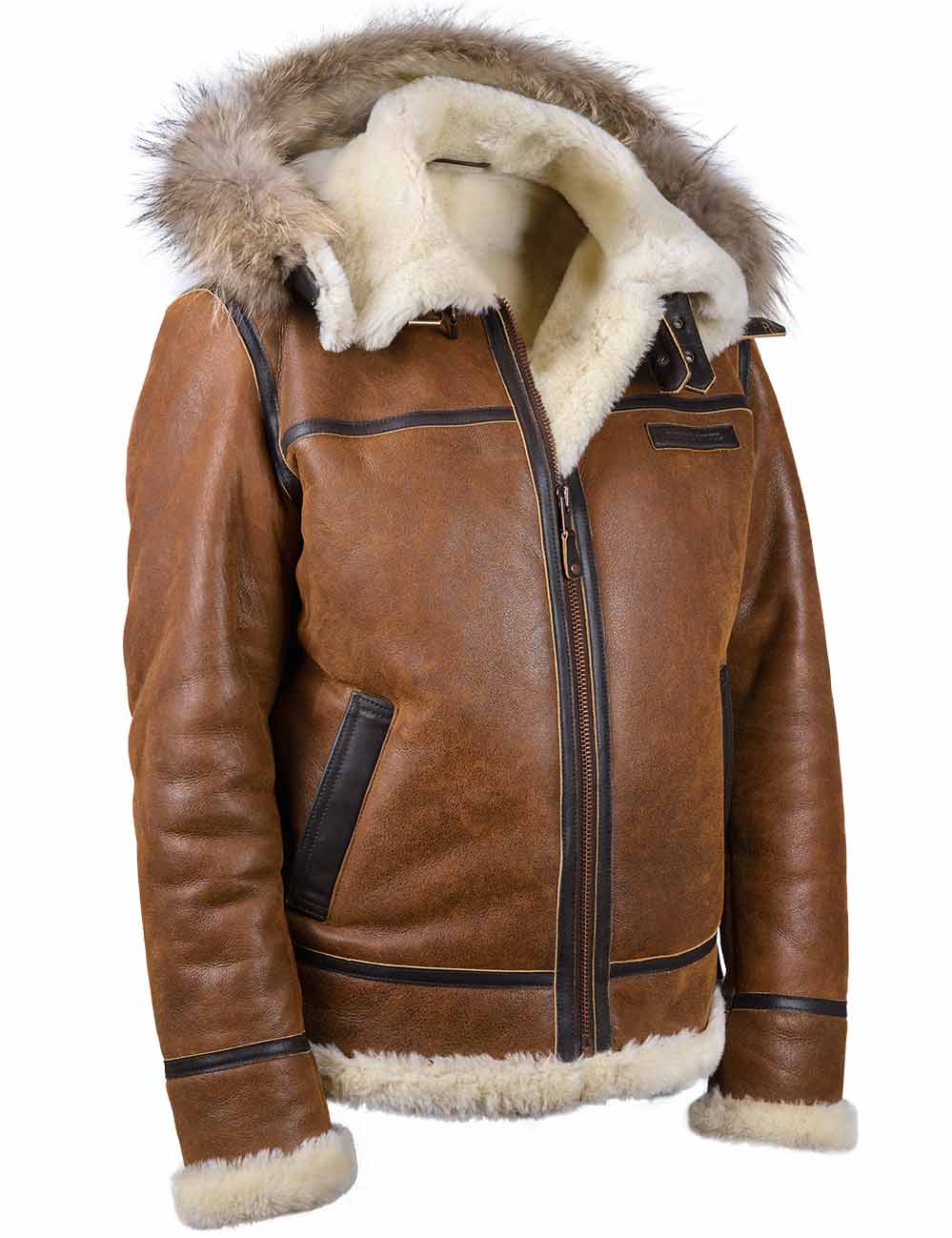 Giacca Bomber Uomo con Cappuccio in Pelliccia Sintetica