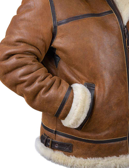 Giacca Bomber Uomo con Cappuccio in Pelliccia Sintetica