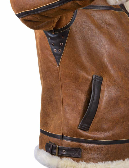 Giacca Bomber Uomo con Cappuccio in Pelliccia Sintetica