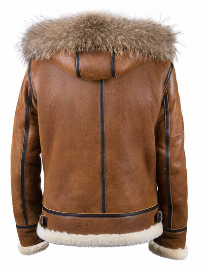 Giacca Bomber Uomo con Cappuccio in Pelliccia Sintetica