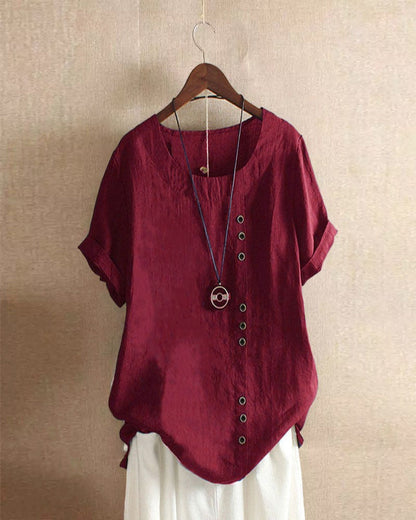 Camicia Donna Manica Corta con Bottoni Decorativi