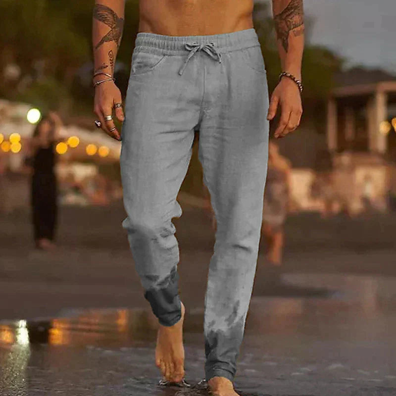 Pantaloni Uomo Tessuto Leggero Vestibilità Classica