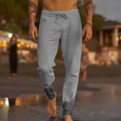 Pantaloni Uomo Tessuto Leggero Vestibilità Classica