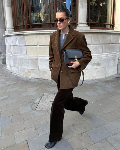 Giacca Donna in Pelle Scamosciata Classica con Chiusura a Bottoni - Brentozzi