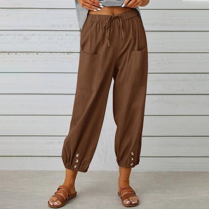 Pantaloni Cargo Donna con Coulisse Vita Elastico