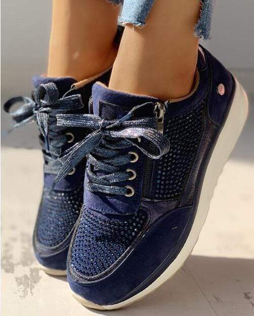 Sneaker Donna Plateau con Lacci e Zip Moda