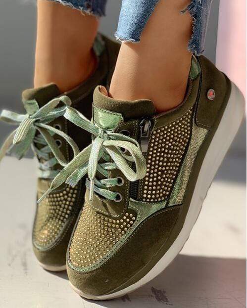 Sneaker Donna Plateau con Lacci e Zip Moda