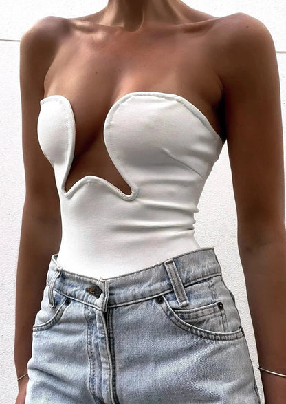 Bustier Donna Senza Bretelle con Taglio Ondulato - Vesarelli