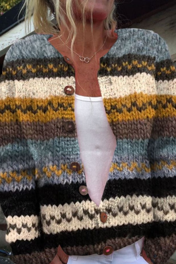 Cardigan Donna a Righe Vestibilità Regular - Brentozzi