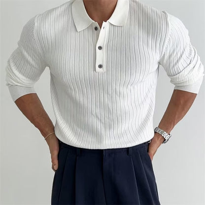 Polo Uomo Manica Lunga Costine Bottoni - Brentozzi