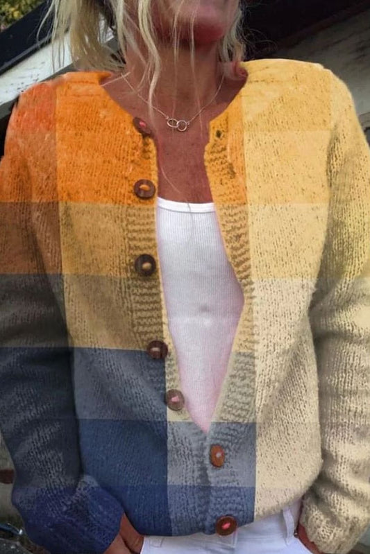 Cardigan Donna Maglia Geometrica Vestibilità Regular - Brentozzi