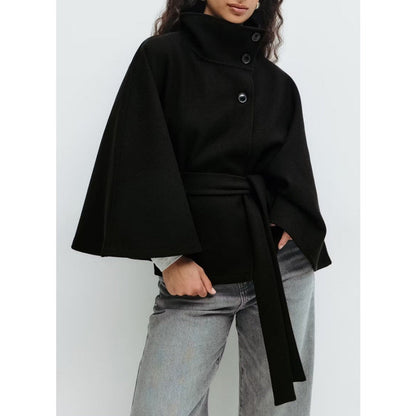 Cappotto Donna con Collo Alto Stile Mantella